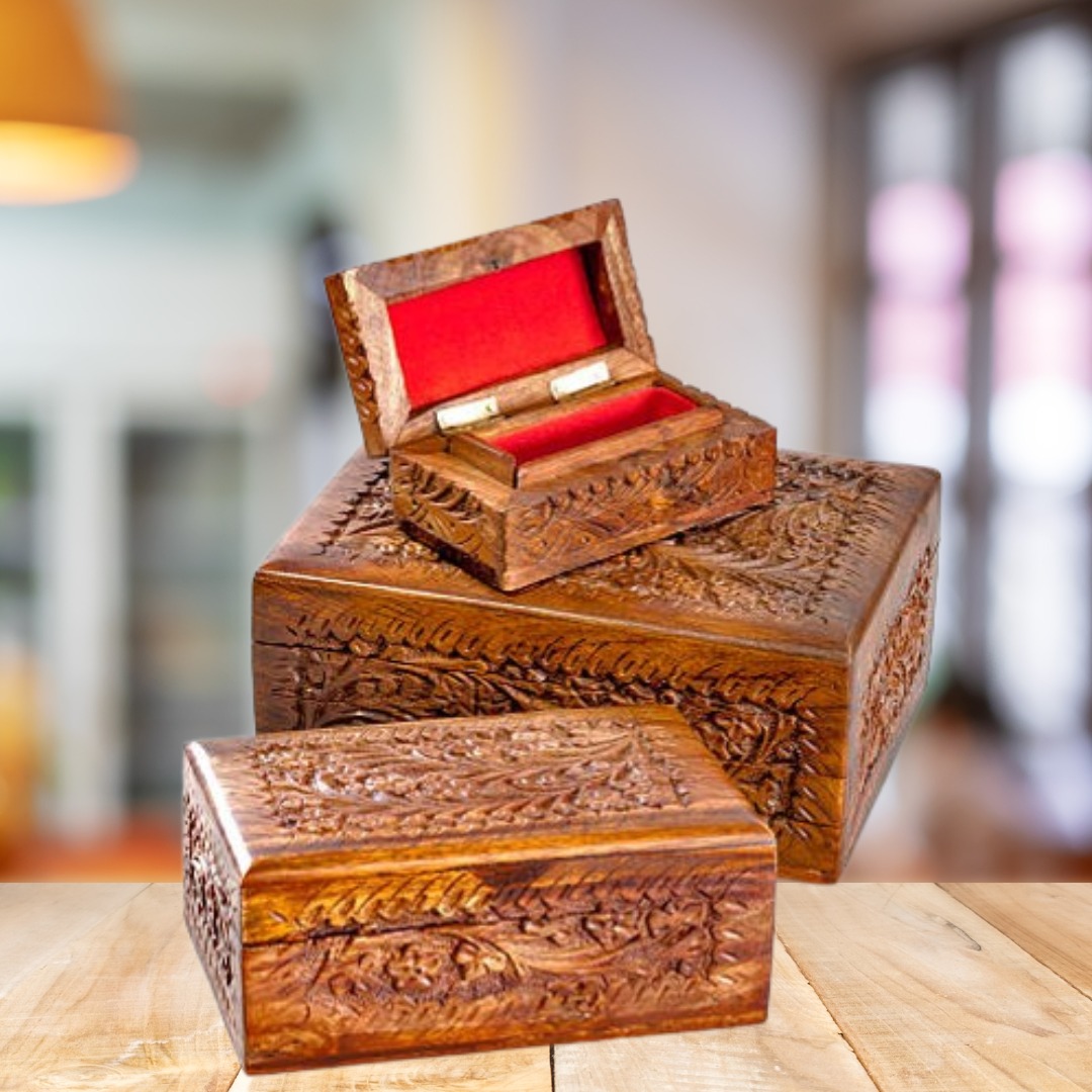 Antique Wooden Jewelry Box